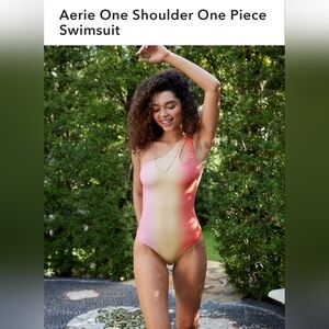 NWT Aerie Pink Yellow One-Piece Swimsuit UPF 50